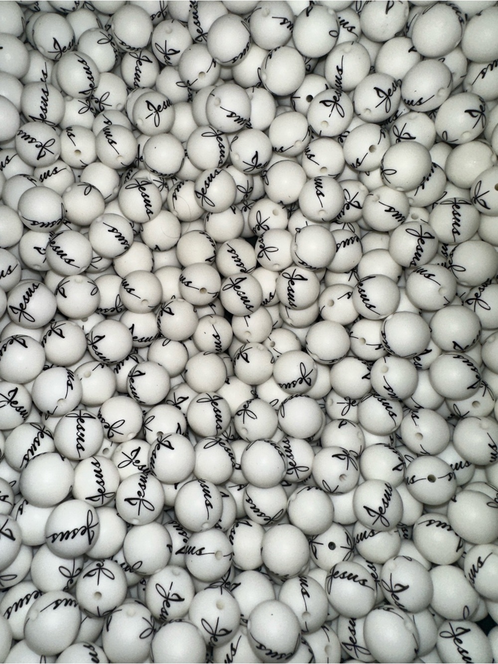 White Jesus silicone beads 15mm (10 pack)